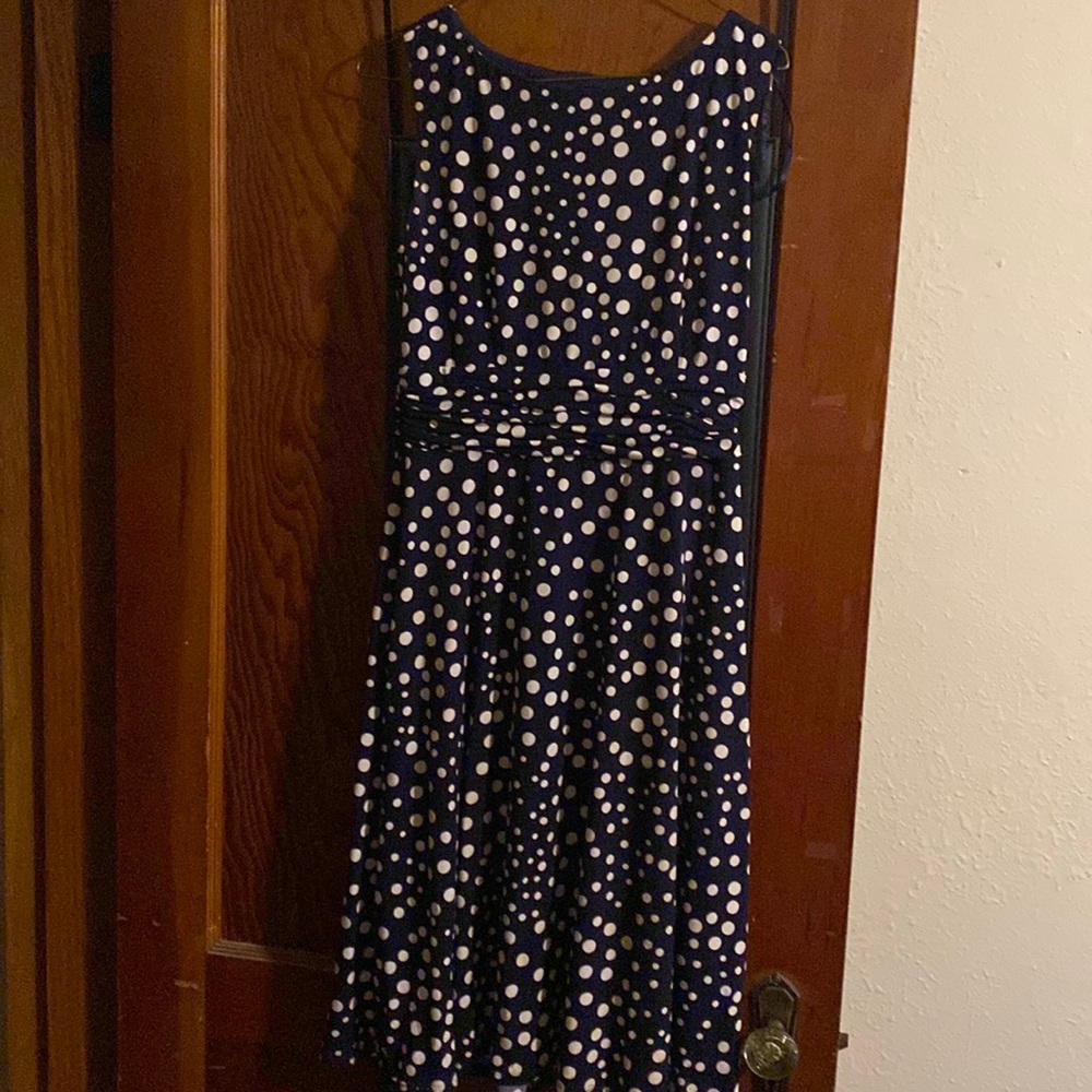 Navy blue polka dot dress size 6